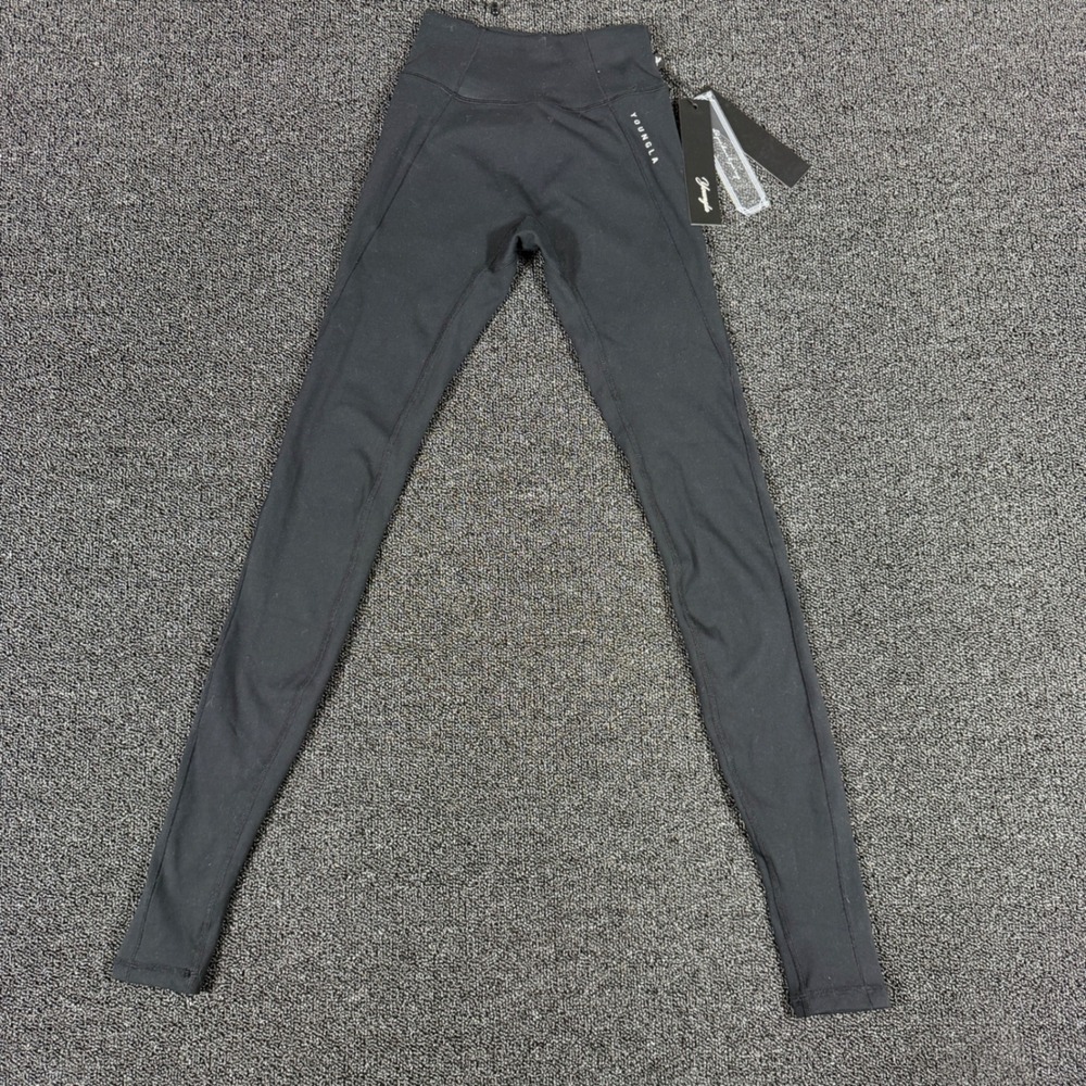YoungLA High Waisted Ankle Length Leggings Women's XXS Black Activewear NWT